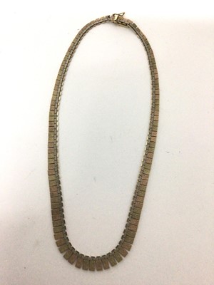 Solid 9ct Three Colour Gold Herringbone Necklace 16